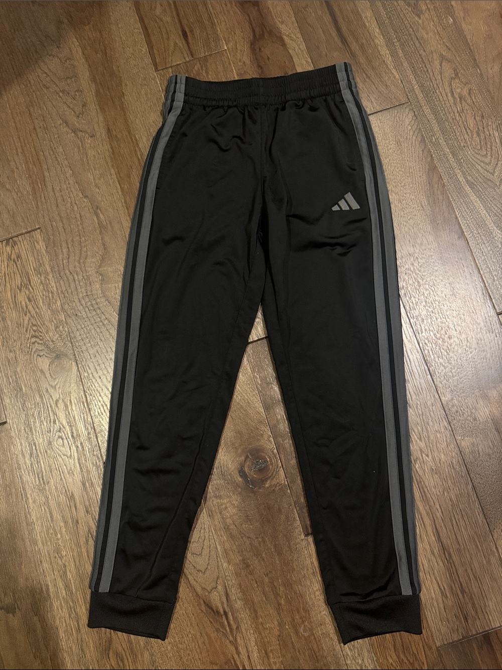adidas Black Joggers with Gray Side Stripes